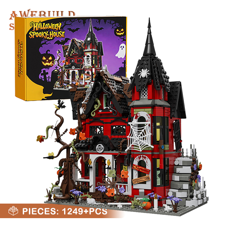 Lego Set Creator - 1249-teiliges Geisterhaus-Bausteine-Set 3D-Modell Horror-Vampir-Gebäude MOC-Set Stadt-Geister-Architektur-Bausteine