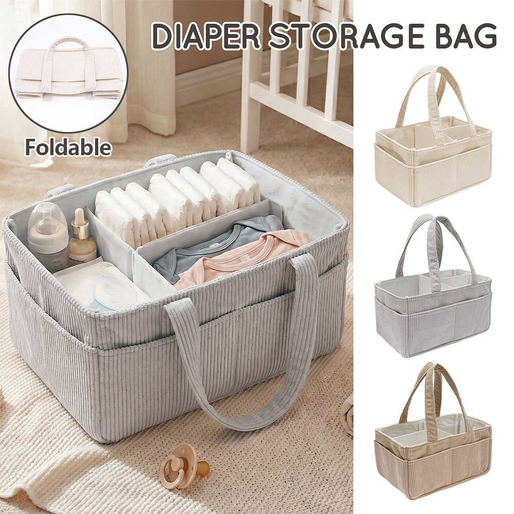 Kids Toys New Born - Tragbarer Baby-Windel-Organizer aus Weichem Cord, Faltbarer