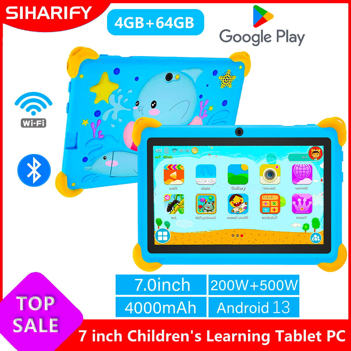 Learning Tablet Kids - 7 Zoll 5G Kinder-Tablets, Android-Lernspiele-Pad, kindersichere