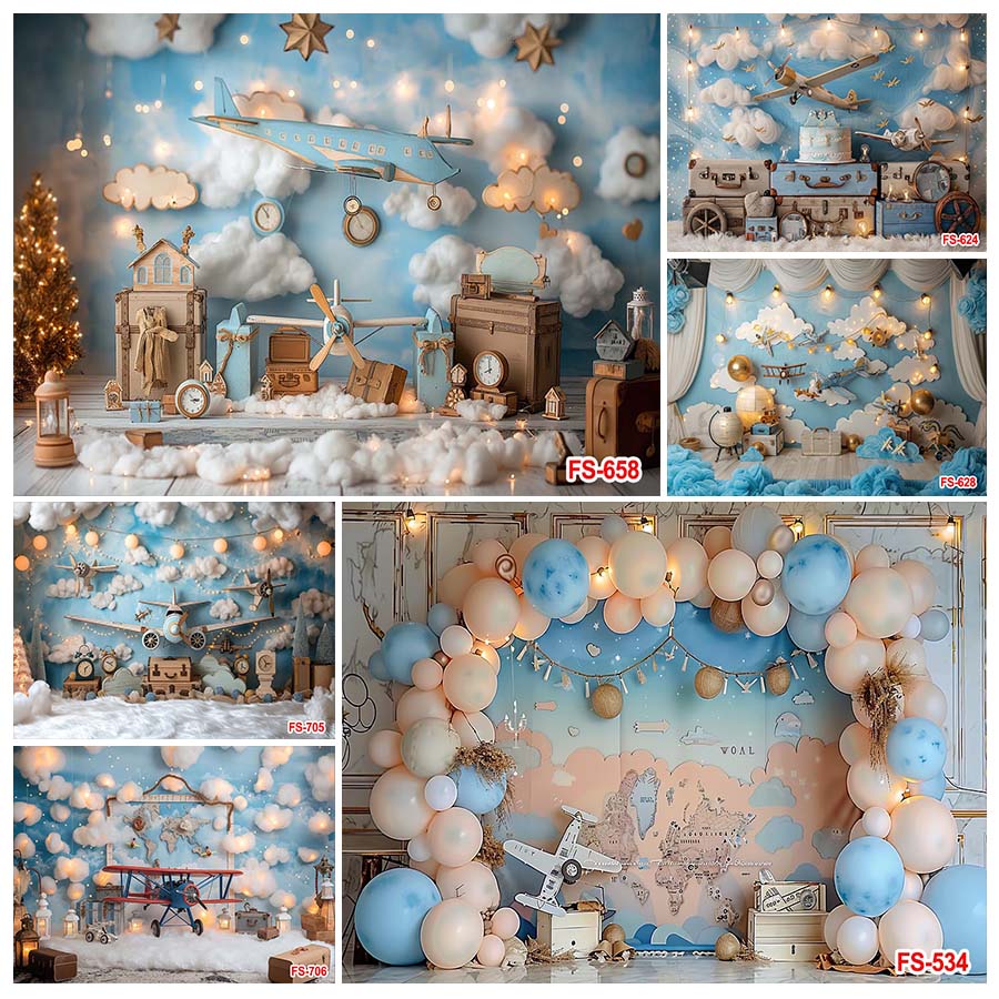 Toys Background For Kids - Geburtstagshintergrund, Holzspielzeug, Flugzeug, Abenteuer, erwartet Fotografie,