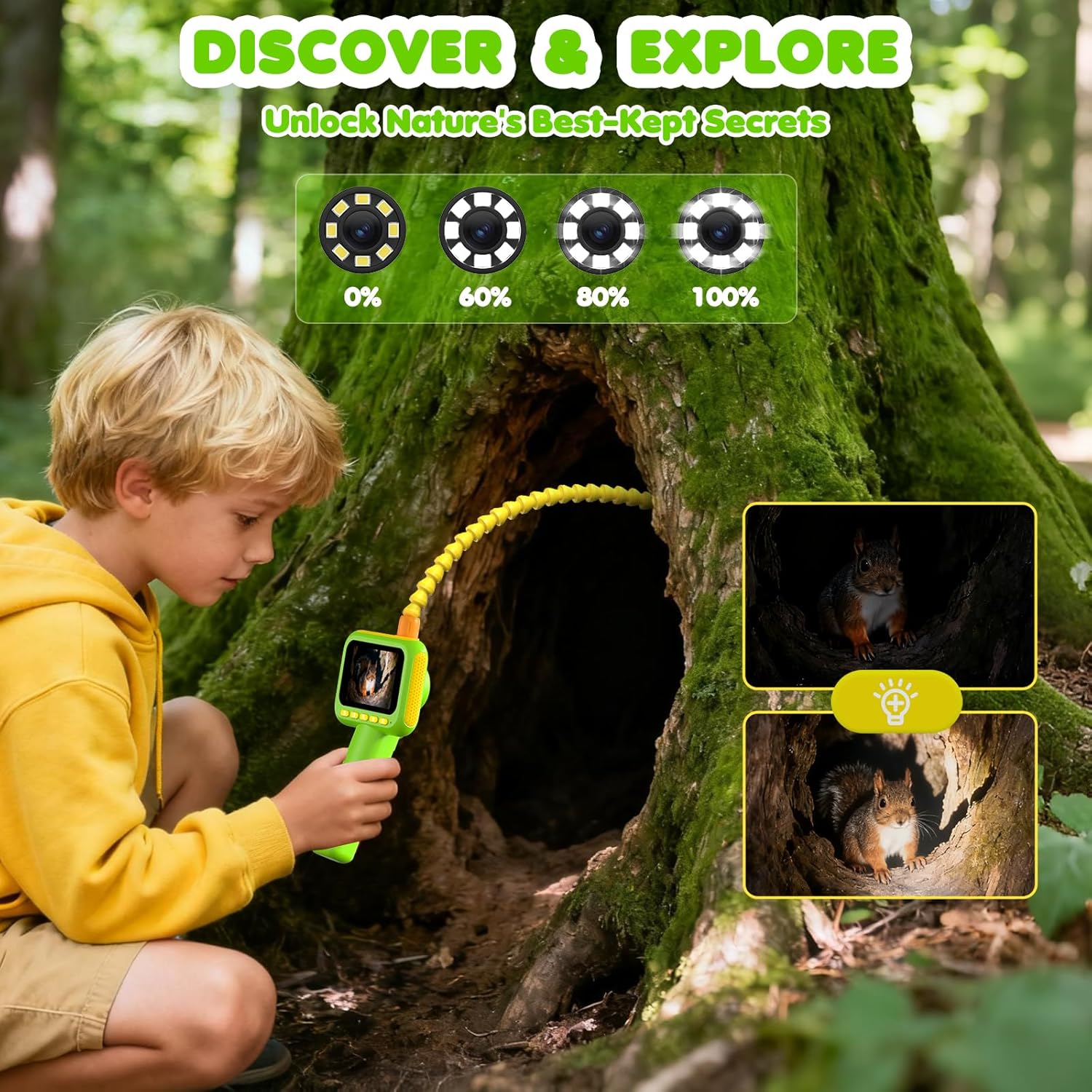 Kids Toys 3 Year Old - Endoskop für Kinder, Boreskop-Schlangenkamera-Spielzeug mit Beleuchtung,