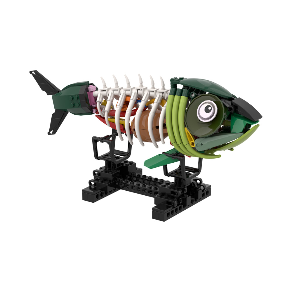 Kids Zombie Toys - MOC Zombie-Fisch Modellbausatz Horror-Knochenfisch Ozean-Tier Bausteine